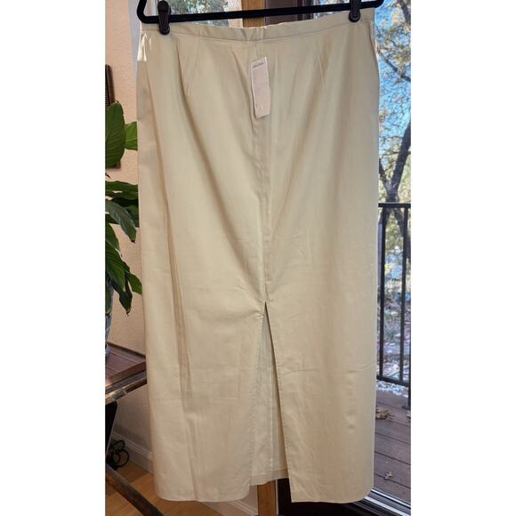 Faconnable Sz 14 NWT Maxi Skirt Women's Beige Classic Chino Office Career - Picture 2 of 8